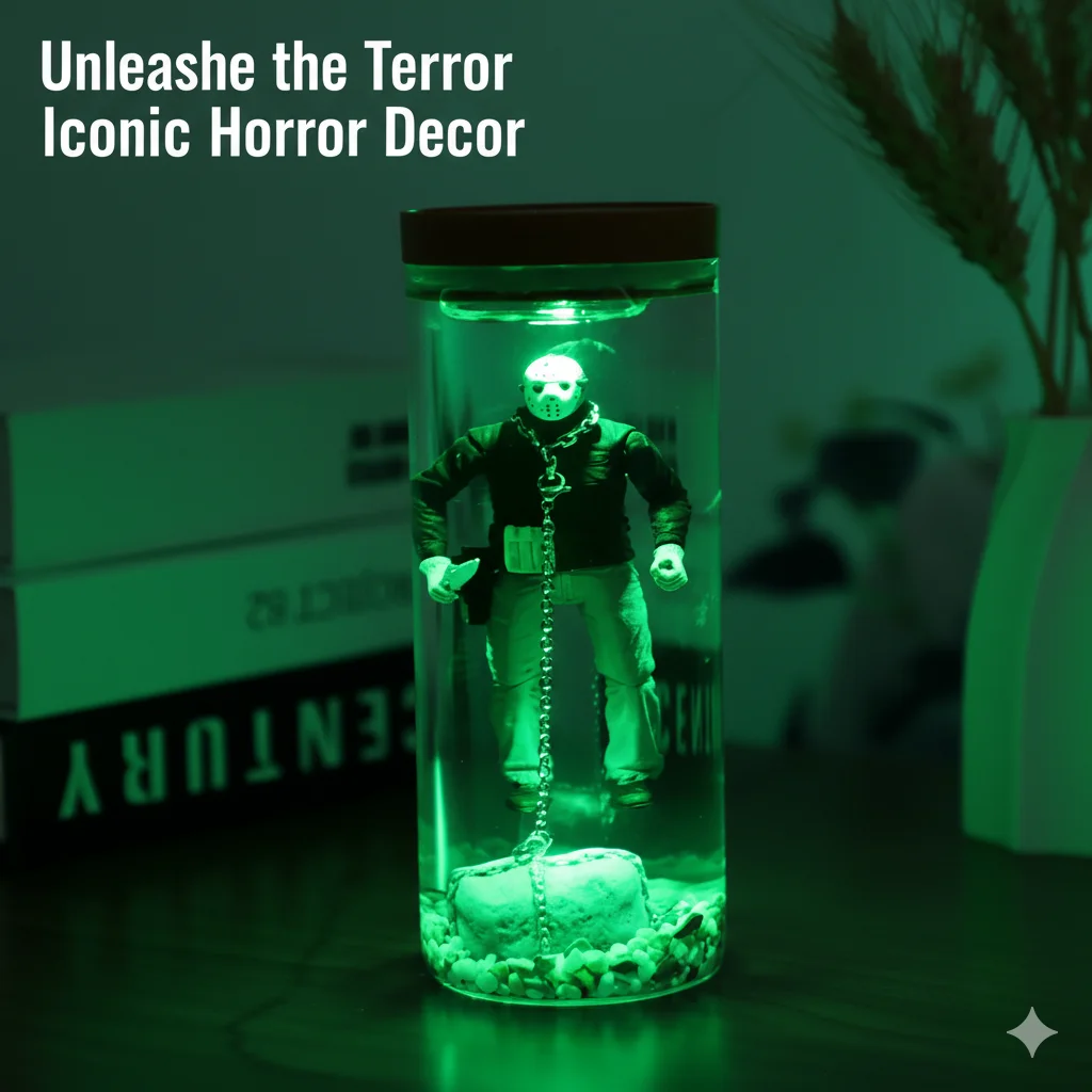 New Desktop Ornaments Glowing Underwater Monster Lamp Jason Voorhees Horror Movie Resin Decoration Figures Gift Home Accessory