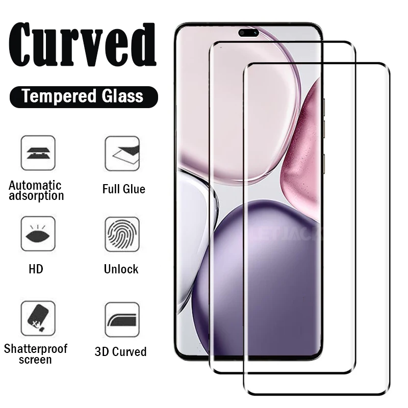 

Full Glue Curved Tempered Glass for Honor X9C X9B X9A X40 X50 GT X60 Pro Magic7 6 5 Lite 3D Hot-Bending Screen Protector Film