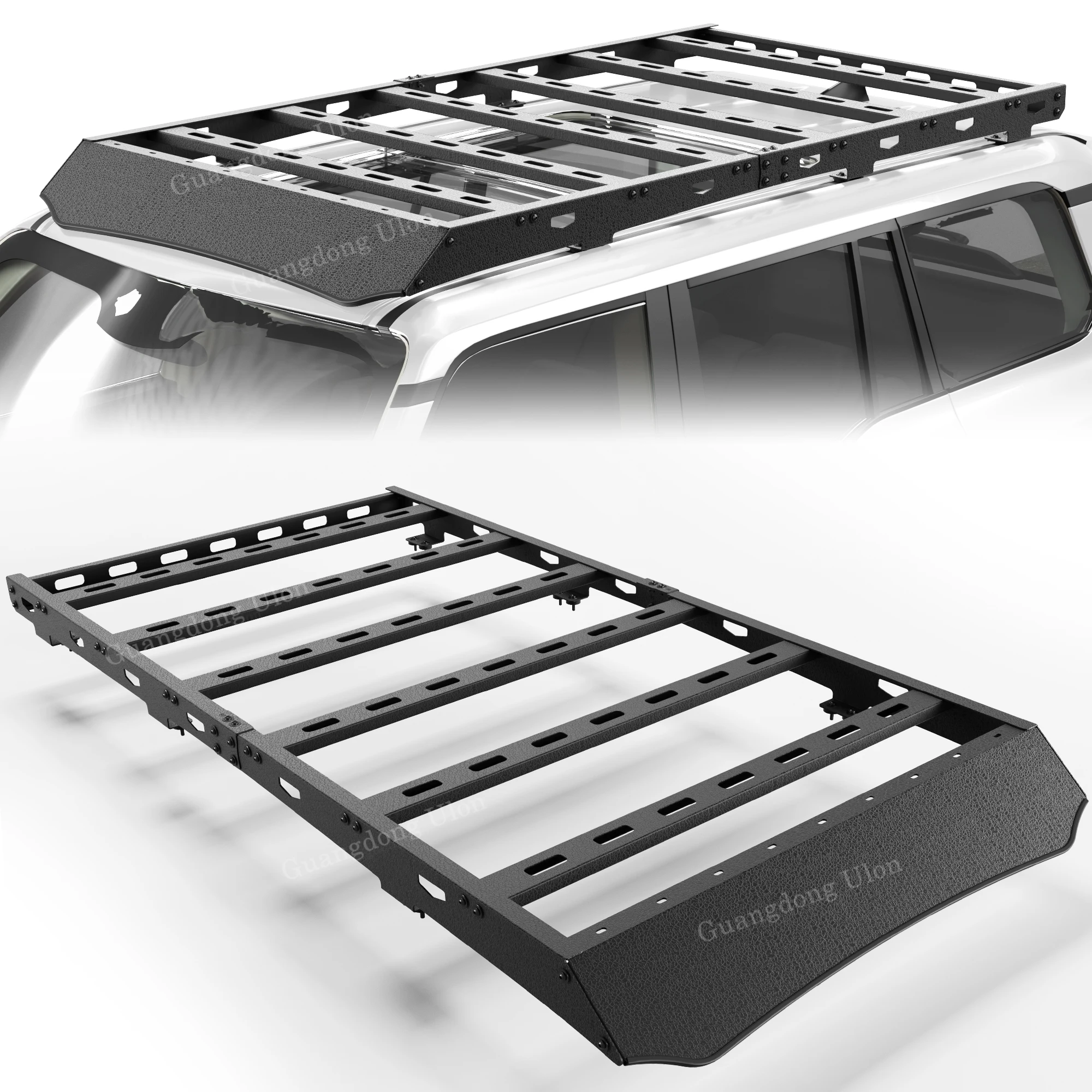 Roof Rack For 2024-2025 T-oyota Land Cruiser Prado LC250 Cargo Carriers Luggage Storage Holder Heavy Duty Basket Carbon Steel