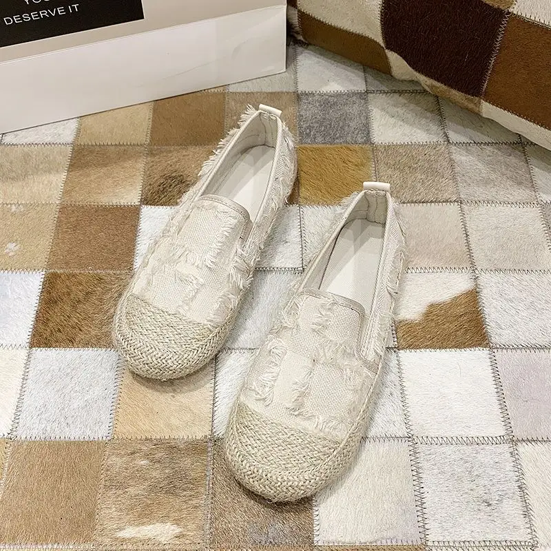 Obuwie damskie Espadryle Okrągłe palce Buty damskie Off White Loafers Stylowe i niskie ceny Nowość w koreańskim, tanie oferty butów