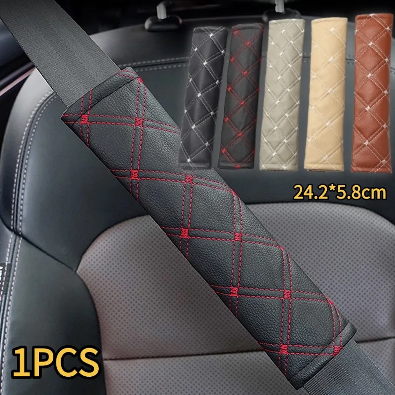 جديد مقعد السيارة حزام غطاء بولي Leather الجلود لينة حزام الأمان غطاء الكتف تنفس حماية وسادة اكسسوارات الديكور الداخلي للسيارات #2