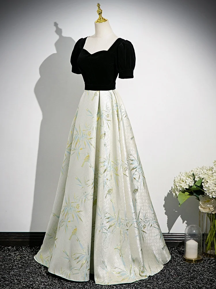 

Ele Evening Gown Vocal Art Exam Performance Host High-End Feel Light Luxury Unique Korean Sle Beaded Long Dr