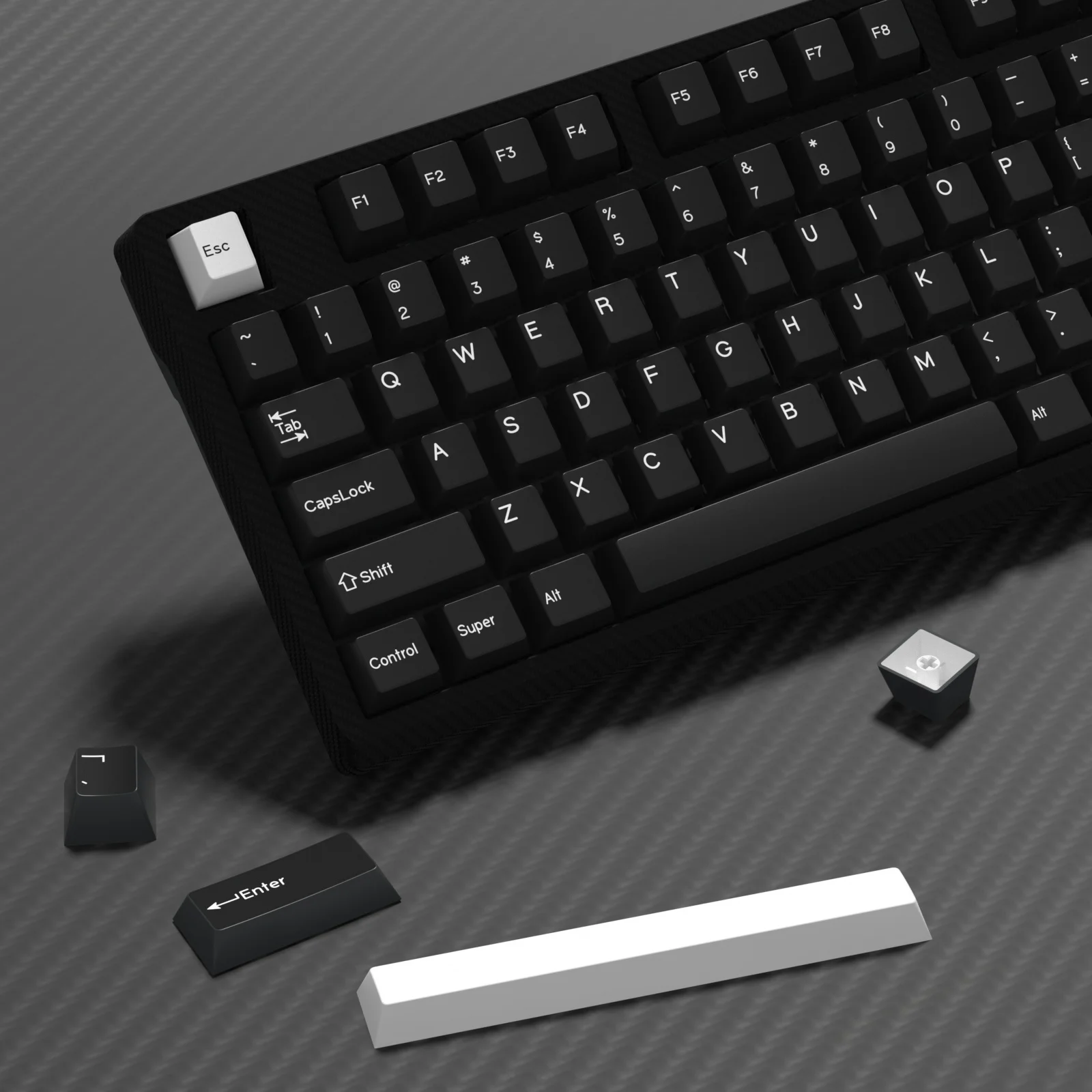 kbdiy gmk wob keycap para teclado mecanico tampa retro gaming key double shot pbt iso 7u preto e branco 01