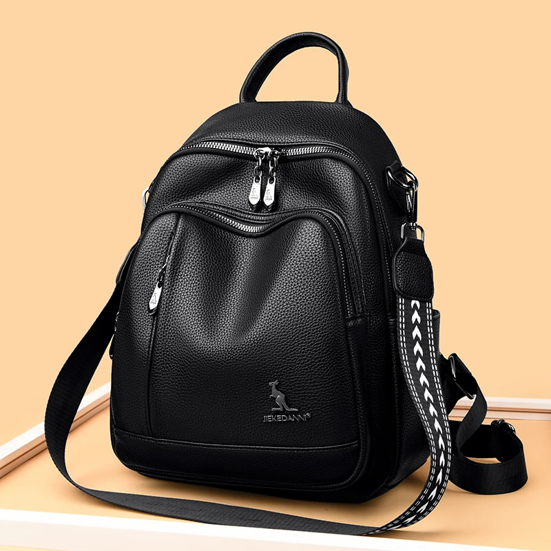 Soft Leather Travel Small Backpack Dual Use Large Capacity Mom Single Shoulder Home Women New Mid Age Ladies Double Shoulder Bag