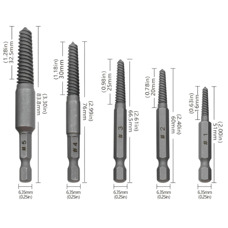 Imagem -04 - Parafuso Extractor Centro Drill Bits Guia Conjunto Quebrado Parafuso Danificado Removedor Hex Shank e Spanner para Ferramenta Mão Quebrada Pcs