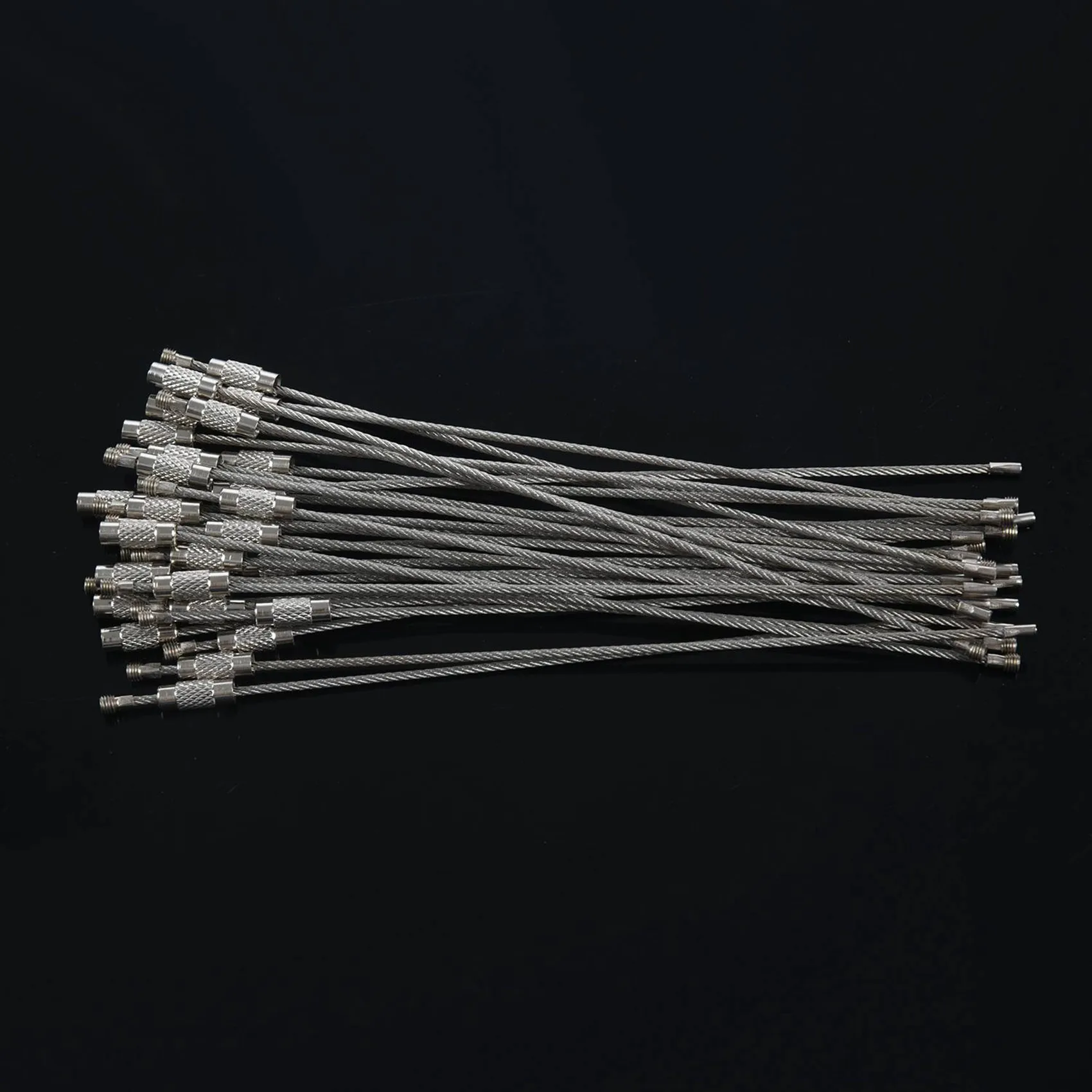 60Pcs Stainless Steel Screw Locking Wire Keychain Cable Key Rings Outdoor Accessory-A68E