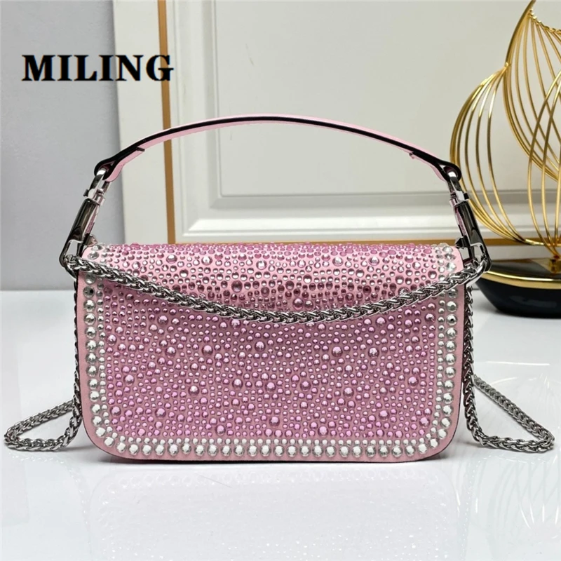 

Summer New Color Women's Crossbody Bag Bling Crystal Decor Evening Party Clutch Purse Female Chain Shoulder Strap Mini Bags