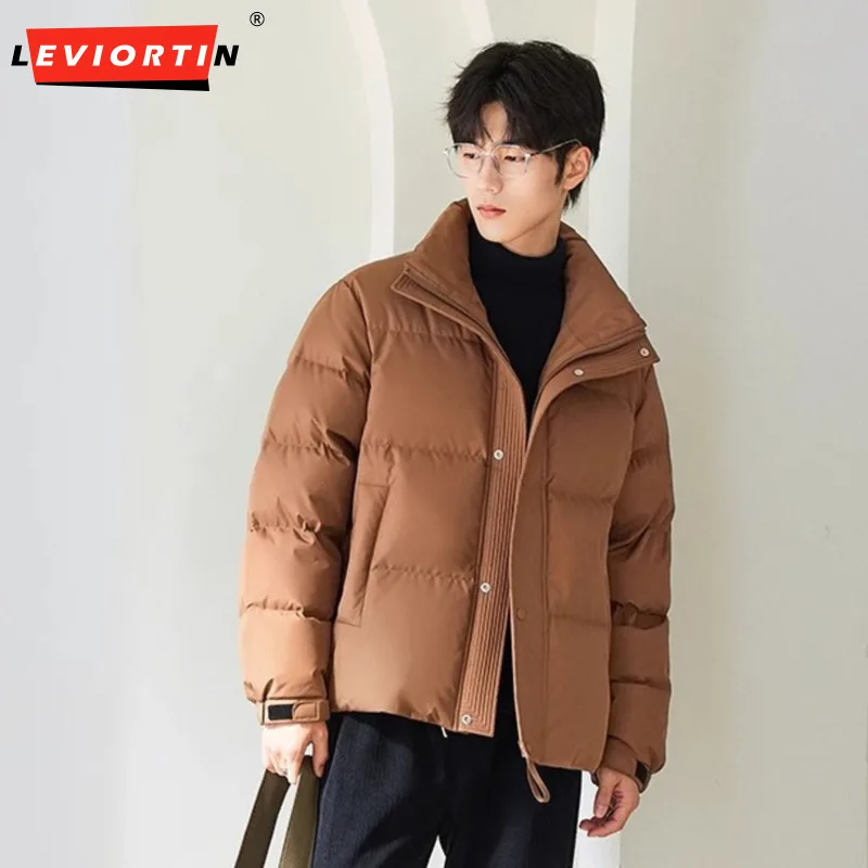 Korean Styles Men\'s Stand Up Collar Down Jacket Unisex Streetwear Luxury Slim Fi Keep Warm Fashionable Duck Down Jackets