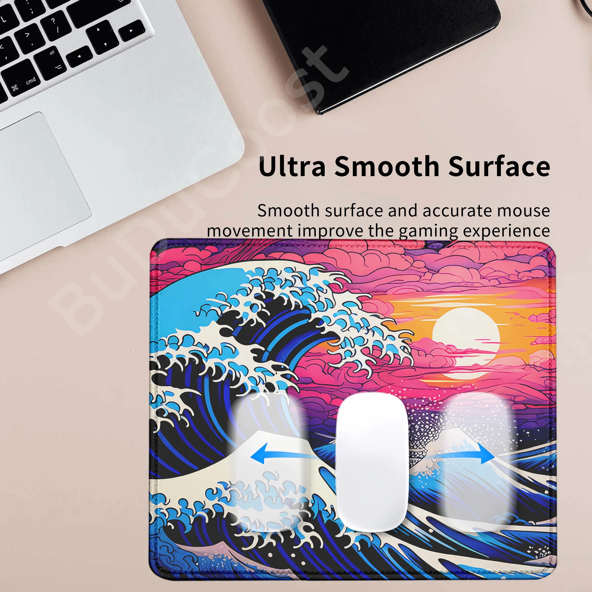 18x22cm Lock Edge Mice Mat Japanese Great Wave Table Pad Small Mouse Pad Rubber Keyboard Rug Laptop Desk Mats Gaming Accessories