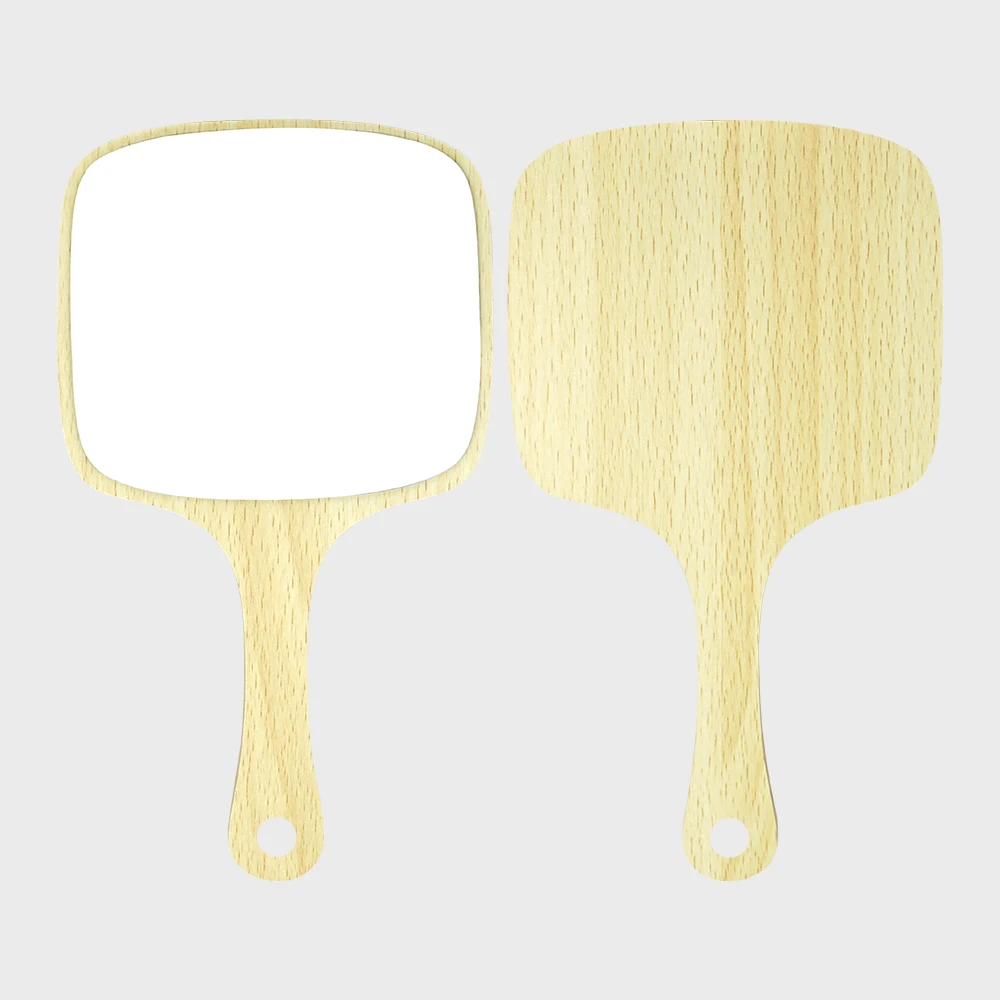 

Wooden Fiber Handheld Square Mirror Barber Shop Portable Handle Mirror High Definition European Style Wooden Mirror For Women