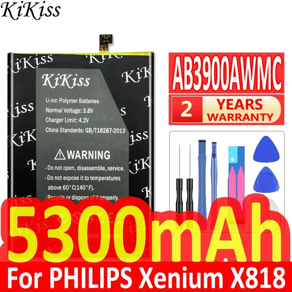 Long-Lasting 5300mAh Premium Replacement For Philips Xenium X818 CTX818 Mobile Phone Battery AB3900AWMC