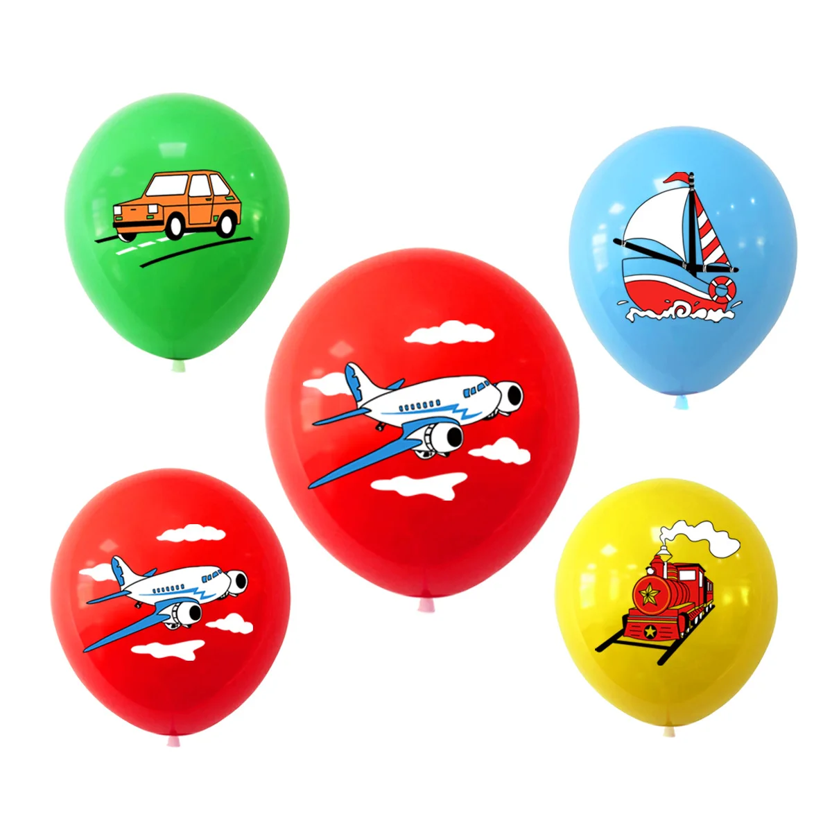 Transportation Latex Balloon Set, Birthday Party Decoration, Aircraft, Train, Ship, Car, Boy\'s Favor, 12inch