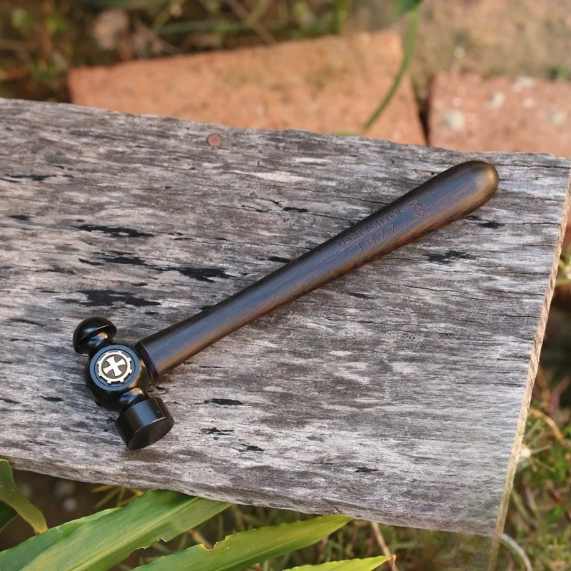 

EDC Outdoor Small Hammer Hand Tool for Household Use High-carbon Steel 45#, Black Walnut Handle Brass Sticker
