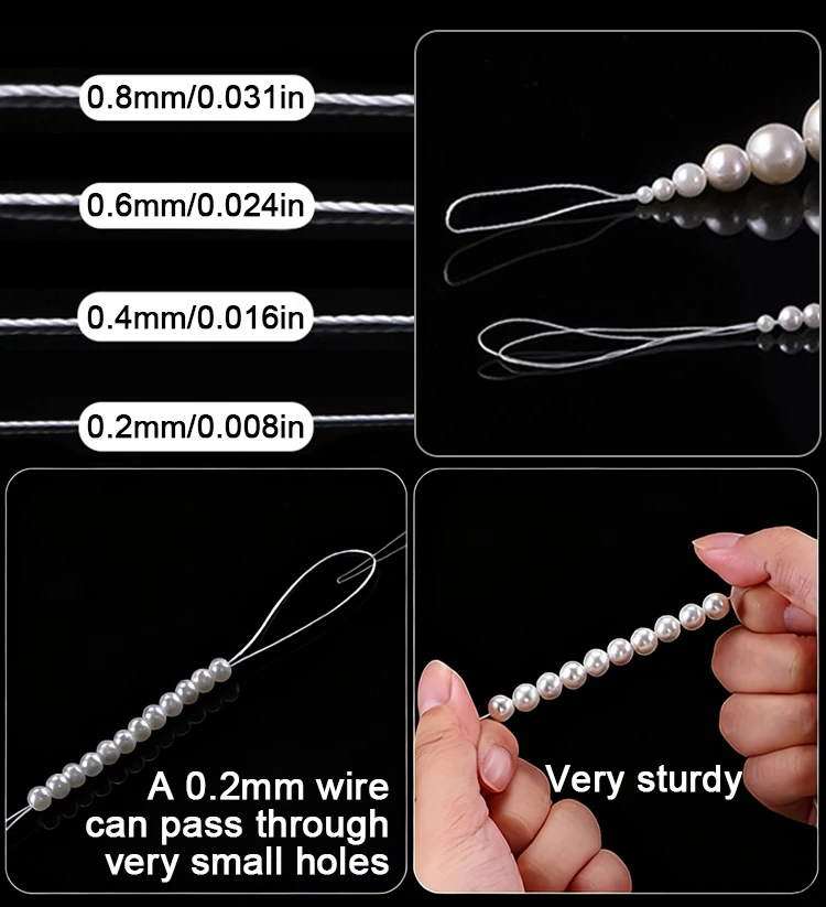 0.2-1.0mm White Non-Stretch Beading Cord, DIY Thread