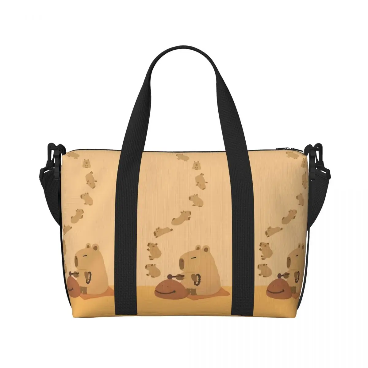 مخصص كابيبارا حمل حقيبة المرأة سعة كبيرة لطيف أنيمي شاطئ رياضة حقيبة الكتف السفر #2