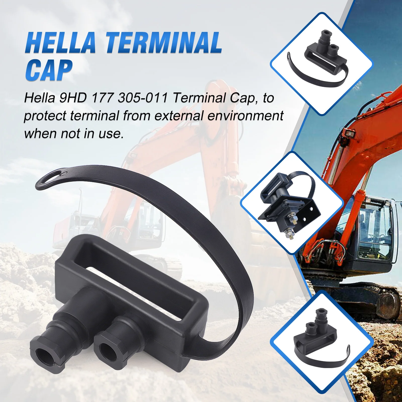 Для Hella Remote Jump Start Terminal Caterpillar Mining Truck Heavy Equipment New 9HD 177 305-011 Черная резиновая клеммная крышка