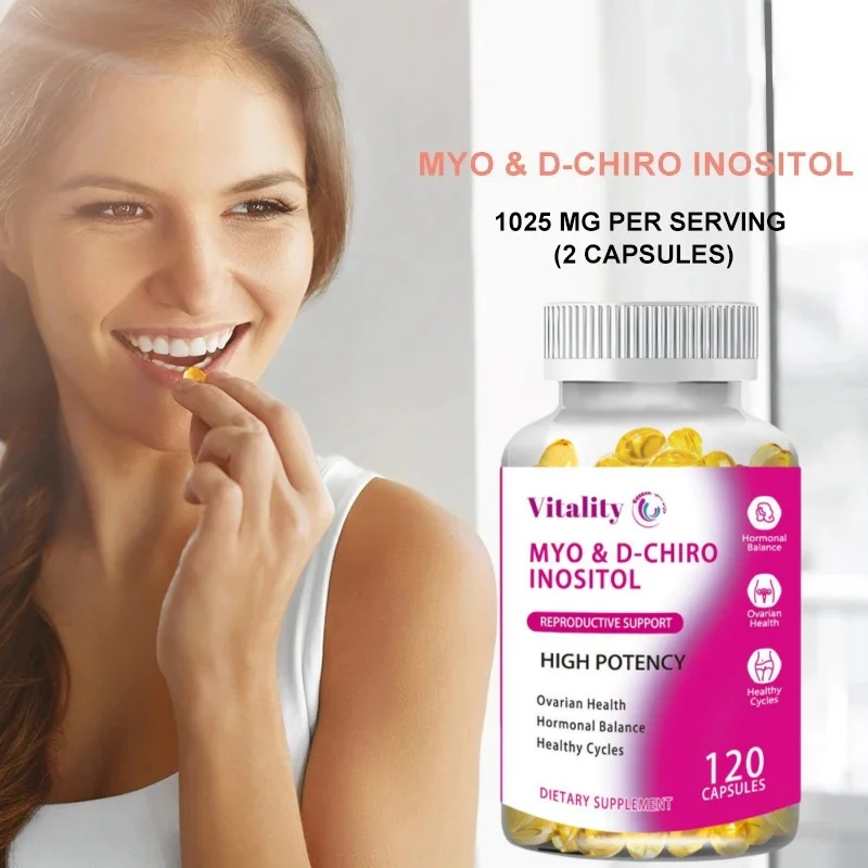 Vitality Myo-Inositol & D-Chiro Inositol Capsules for Ovarian Health Support and Balance Hormone Vitamin B8 Menstrual regulation