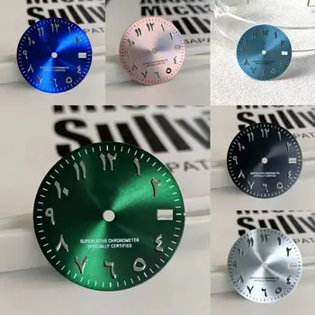 야광 없는 숫자 실버 S 로고 다이얼, NH35 자동 무브먼트, 29mm 아랍어 s 다이얼, NH36, 블루, 블랙, 그린, 28.5mm