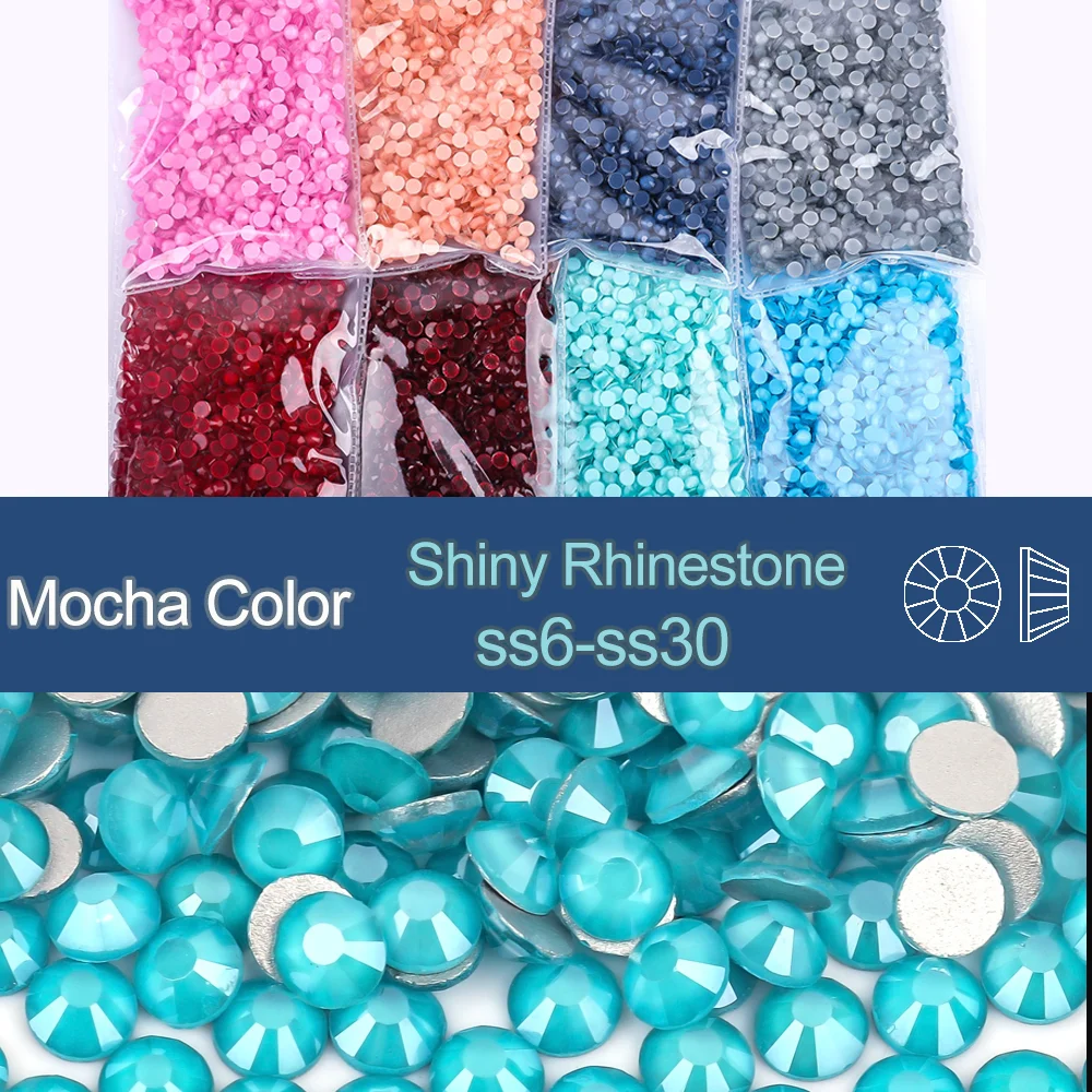 SS6-SS30 Mocha Color Glitter Glass Flatback Rhinestones Non Hotfix Rhinestone for Nails charms стразы Diamond Art