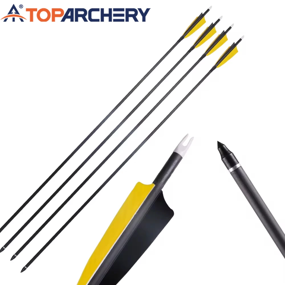 

Pure Carbon Arrow Spine 400, True Feather, Detachable Tips for Recurve Bow, Outdoor Shooting, Hunting Practice, 3 ", 3.5"