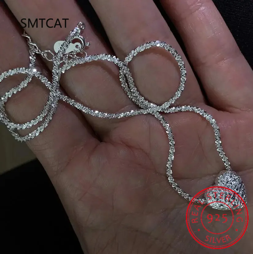 New Arrived S925 Sterling Silver Snake Chain Sparkling Choker Heart Necklace Clavicle Chain Wedding Gift Women Fine Jewelry