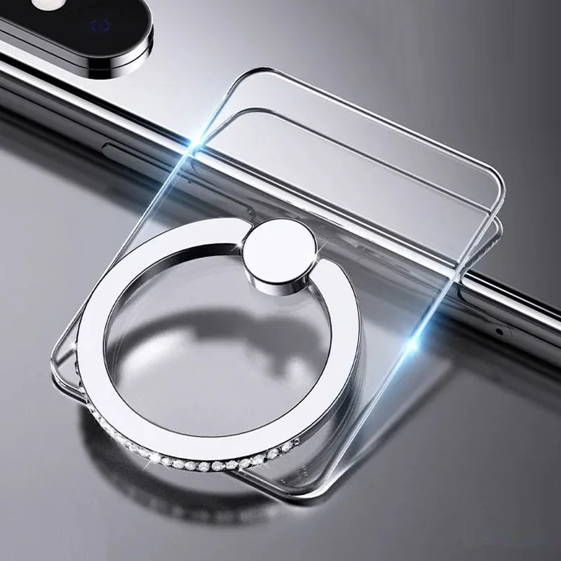 Transparent Finger Ring Holder Cellphone Cartoon Stand Clear Ring Mobile Phone Bracket for iPhone 11 12 13 14 15 Pro/Max Samsung