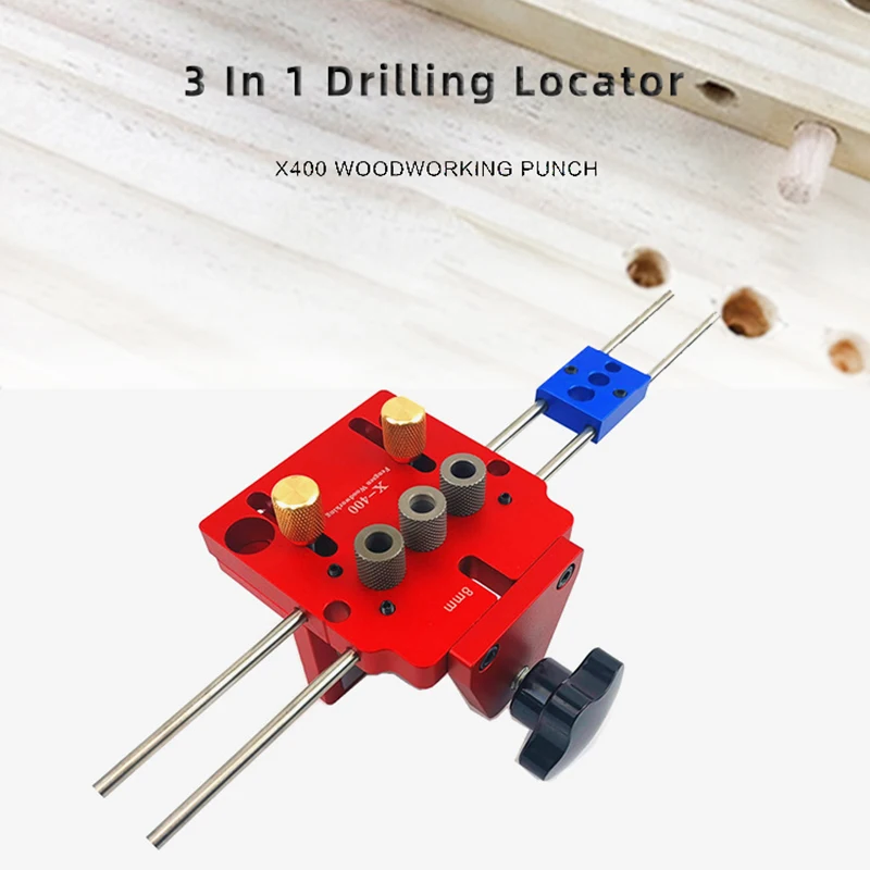 3 In 1 Hole Drill Guide Punch Locator Doweling Jig Positioner Jig Drill Template for Furniture Fast Connecting Woodworking Tools