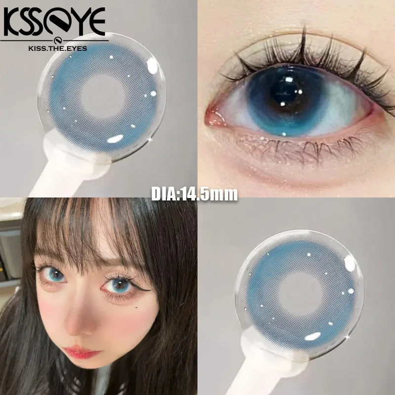 KSSEYE 1 Pair 2024Year New Lenses with Myopia Degree Grade 0.00- 8.00 Pink Blue Grey Beauty Pupilentes Soft Lens Yearly ﻿