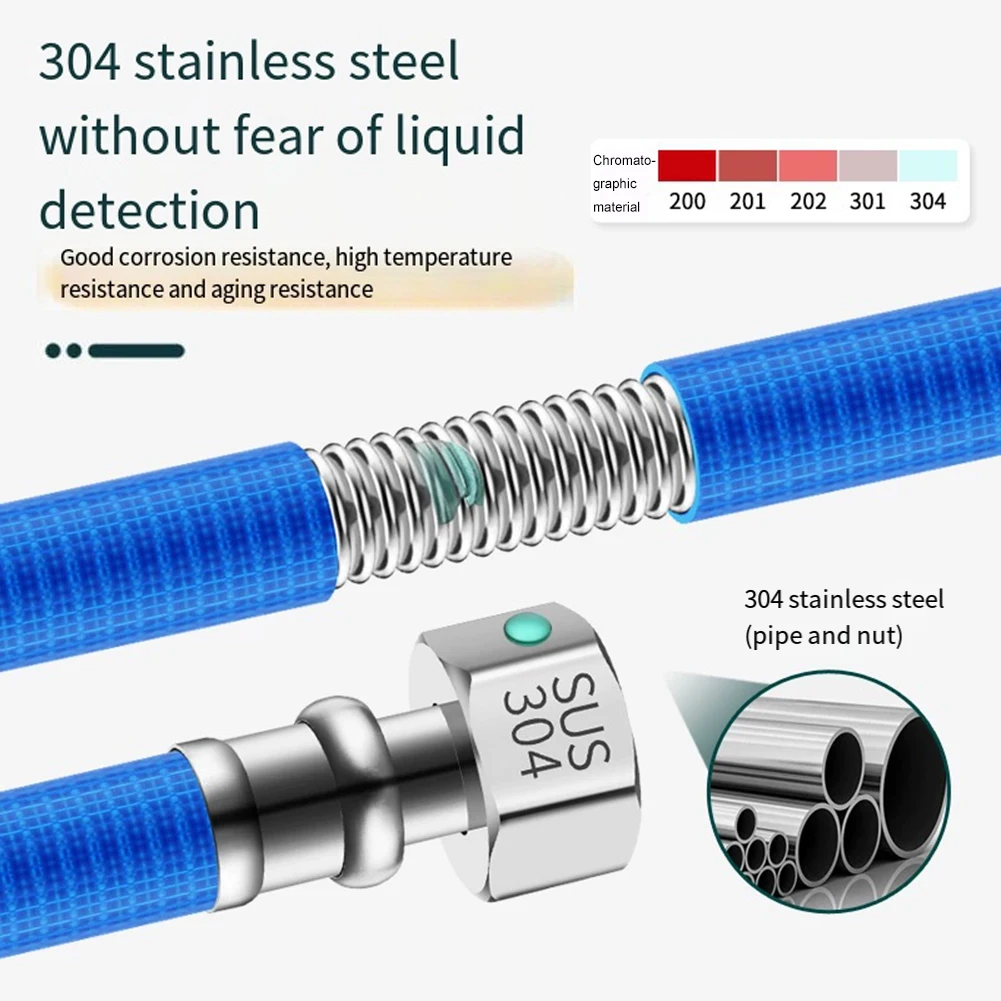 Flexible Inlet Water Hose for Hot and Cold Water Heaters Made from 304 Stainless Steel with Easy Connection Features