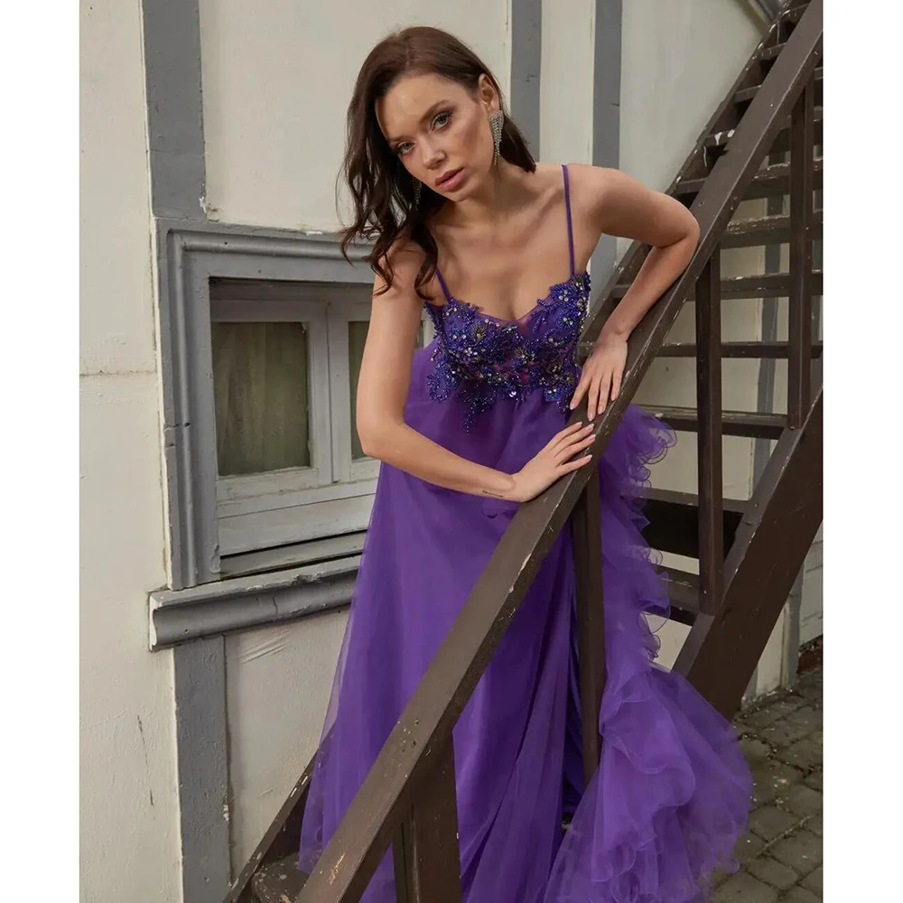 Elegant Sleeveless Suspender Sequin Tulle Mop Banquet Formal Occasion Prom Dress Evening Party Gowns