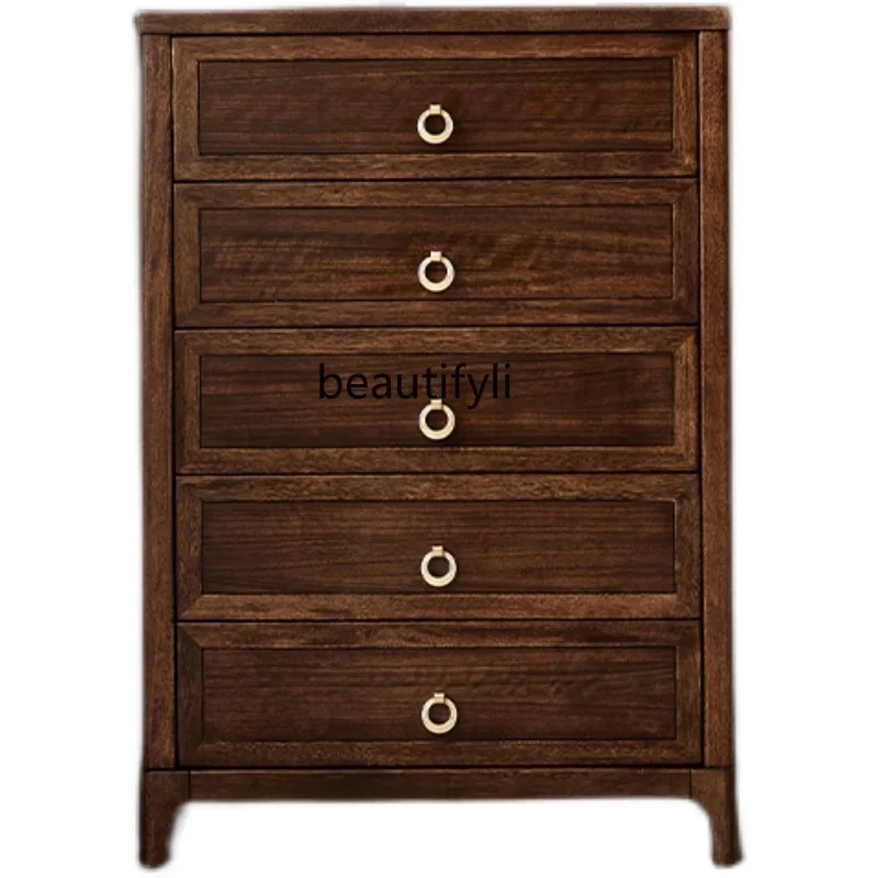 

New Chinese Style Chest of Drawers Solid Wood Chest of Drawers Blackwood Side Cabinet Chest of Drawer Living Room Bedroom Lock