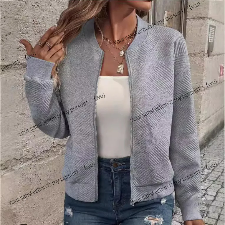 

ZOCI-Весенний вязаный кардиган в европейском и американском зарубежном стиле с полуводолазкой на молнии, женская темпераментная куртка с длинными рукавами