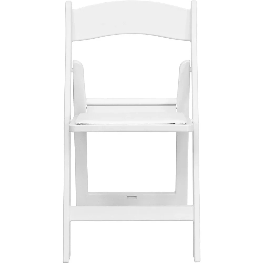 Silla plegable de la serie Hercules, asiento de resina blanca, Juego de 4 personas con capacidad de peso, silla cómoda para eventos, silla plegable ligera