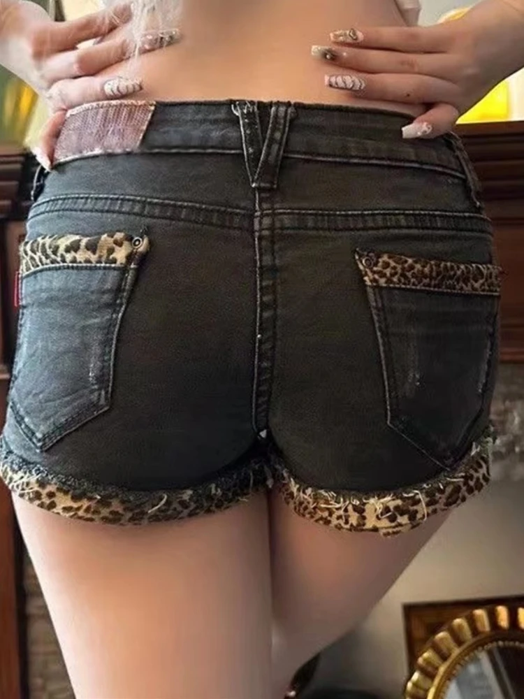 Women\'s Black Denim Shorts Vintage Low Waist Mini Jeans Shorts Y2k Shorts Pants Harajuku Trashy Emo 2000s Gothic Clothes Summer