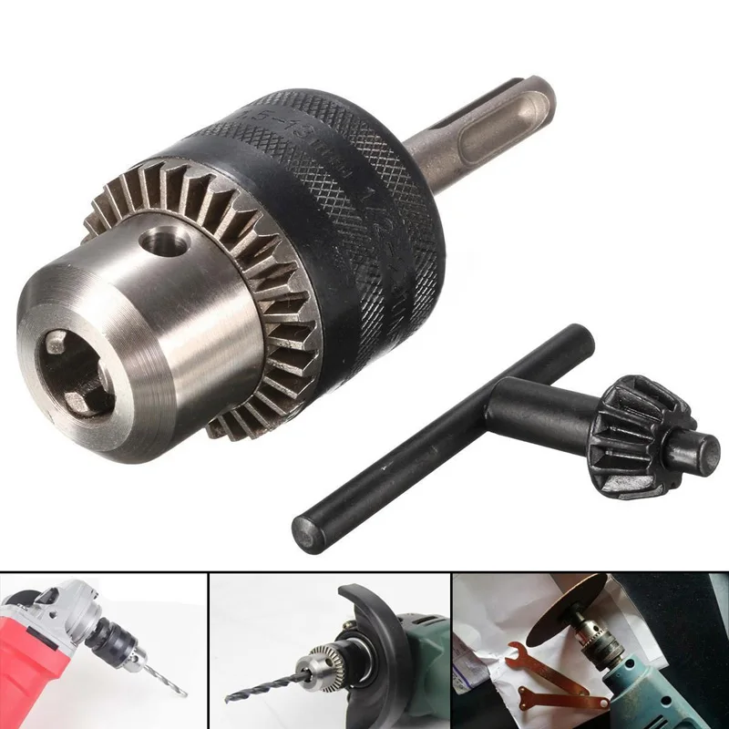 1.5-13mm Thread 1/2\'\' -20UNF Rotary Hammer Drill Chuck Tool+ Key +SDS Plus Shank Power Tools Mini Electric Motor Shaft