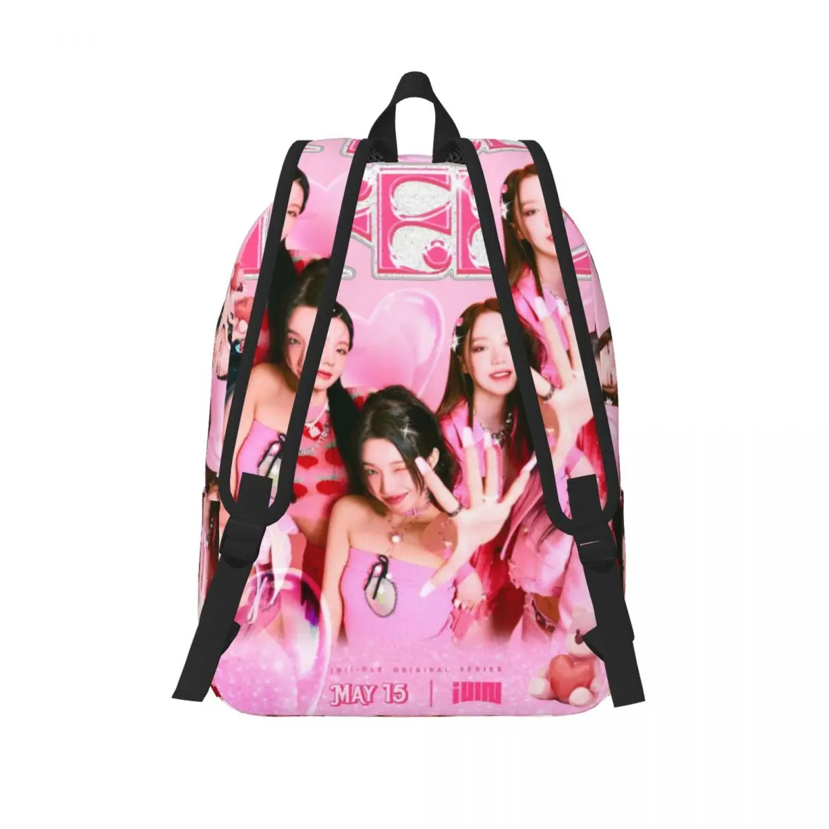 Mochila Clássica K-Pop com Bolso, High School Hiking, Mochila de Viagem para Homens e Mulheres, Sacos de Lona Universitária G, I-Dle, Grupo Feminino