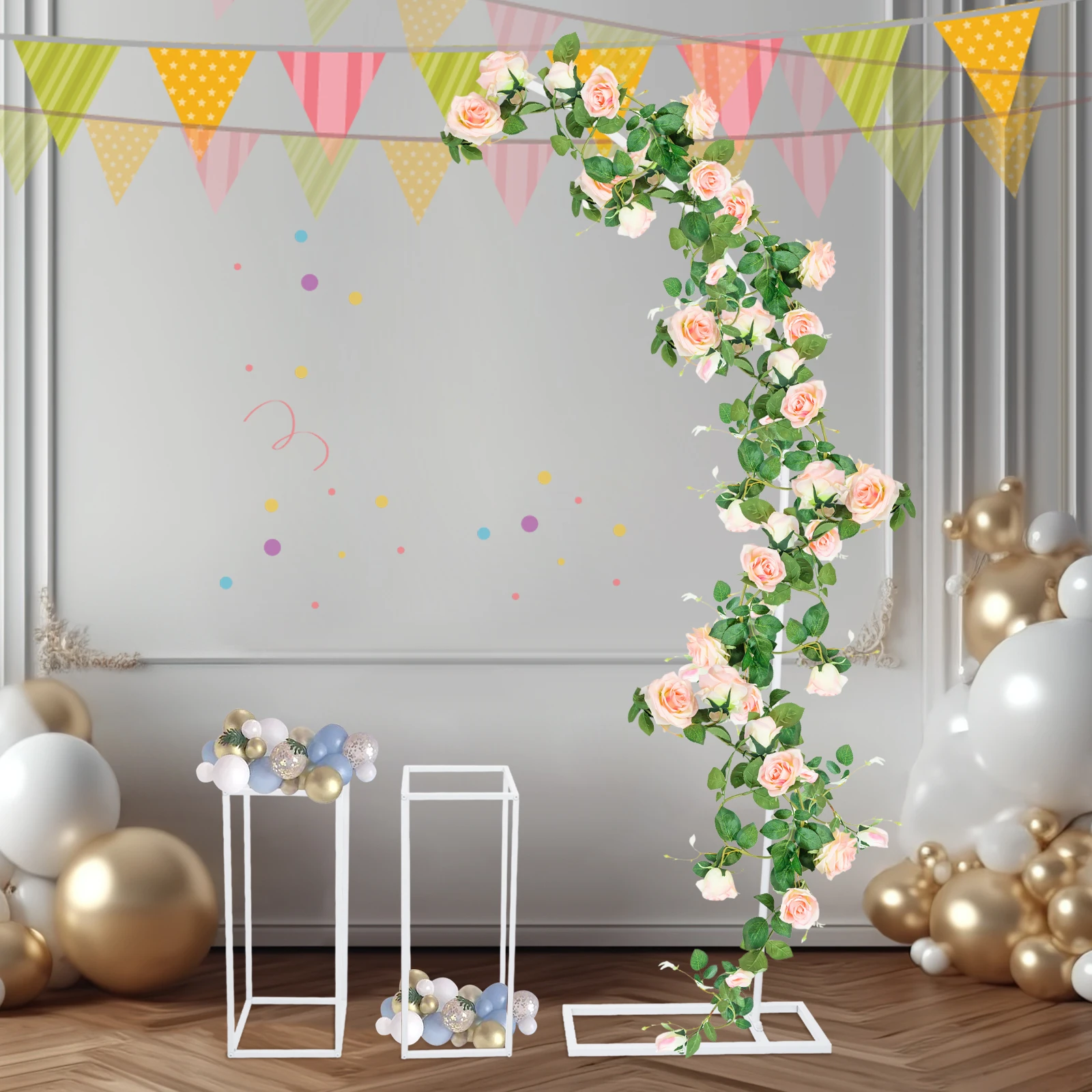 

3 Metal Flower Stands, Wedding Centerpieces, Each Steel Tube Can Hold about 22.05lbs Suitable for Weddings, Birthday Parties