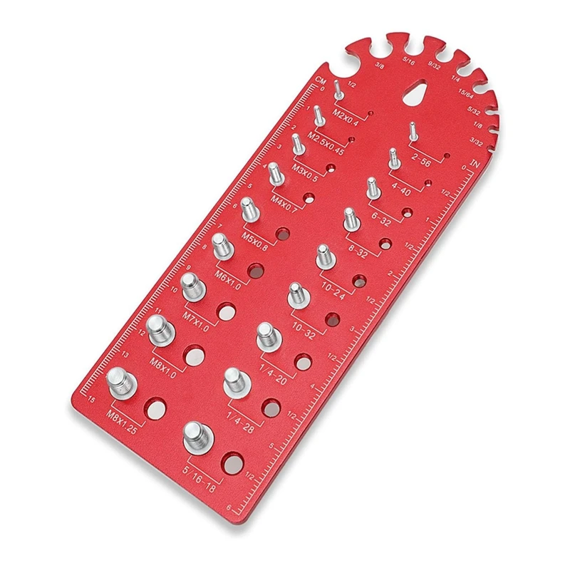 

Portable Nut And Bolt Thread Checker Fine Thread Nut And Bolt Size Gauge, Versatile Thread Chaser Set Easy Install ,Red