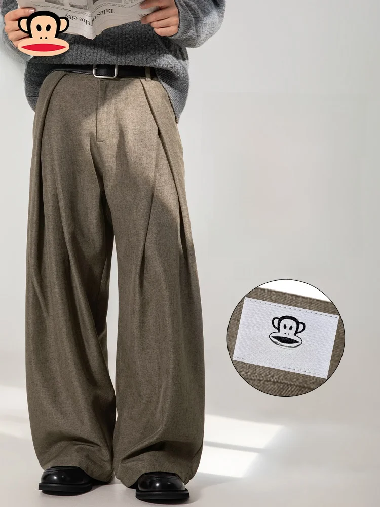 

Мужские широкие брюки Paul Frank в стиле ретро, повседневные, свободного прямого кроя, осенние, комфортные, из полиэстера, немнущиеся, не требующие глажки