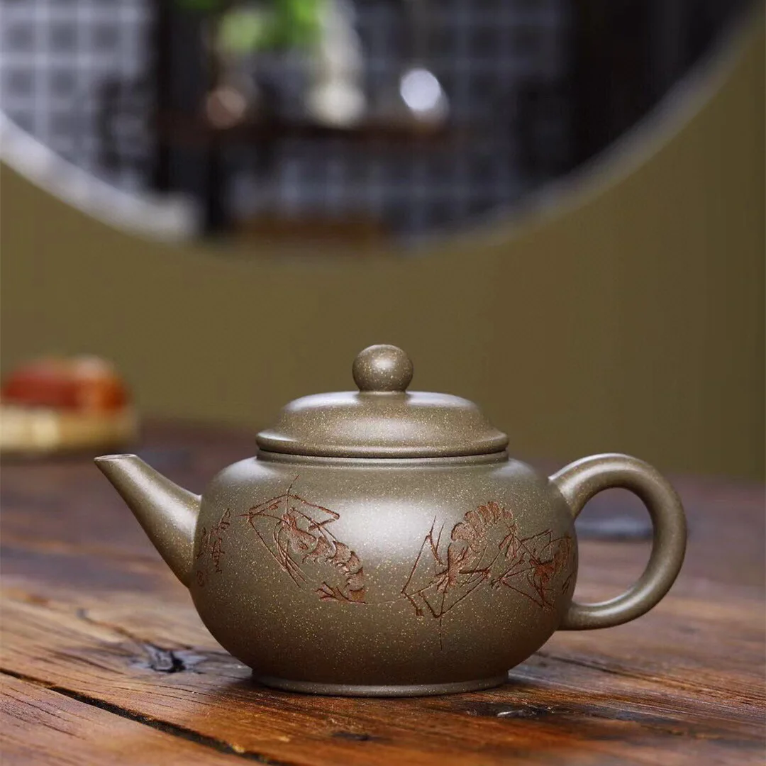 

250cc Yixing Raw Ore Purple Sand Shipiao Pot Traditional Pattern Purple Clay Teapot Handmade Kettle Tea Pot Kung Fu Teaware