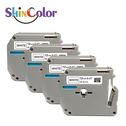 ShinColor M-K231 MK231 라벨 테이프, 브라더 P 터치 M 테이프, M231 MK231 M-231 M-K231s, 브라더 Ptouch용 0.47 화이트, 12mm