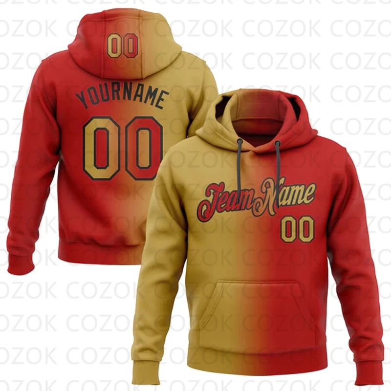 Customized Hoodie Red Colour Splicing Jersey 3D Printed  Unisex Pullovers Hoodie Casual Sweatshirts