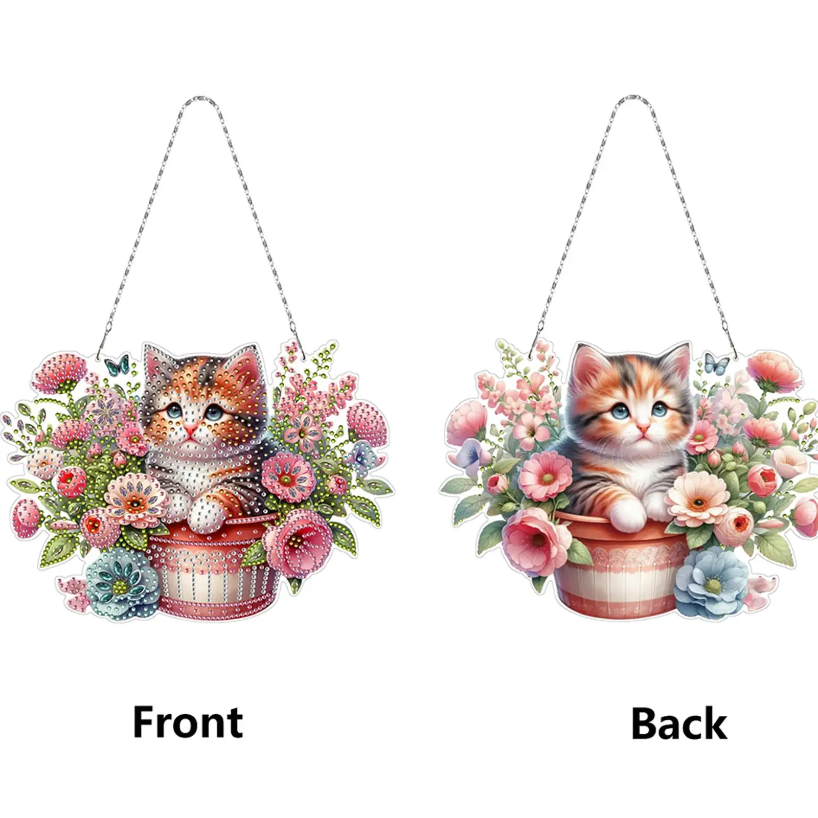 

2D плоский DIY-подвес с алмазной мозаикой для окна, декор для дома (Кот в цветочном горшке)