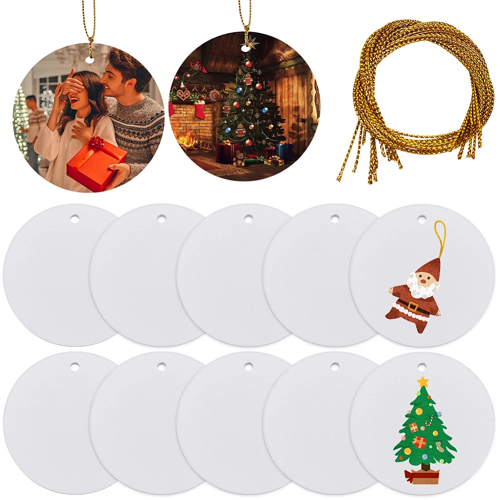 1 Box 12Pcs 3in White Ceramic Ornaments Blank Christmas Ornament Blanks Ceramic Disc DIY Paint Craft with 12Pcs String Porcelain