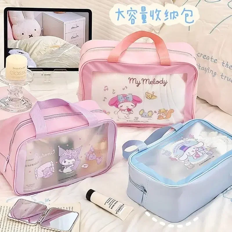 

Sanrio Cinnamoroll Kuromi Anime Kawaii Makeup Bag Cute Cartoon My Melody Toiletry Bag Cosmetics Storage Case Gifts for Kids