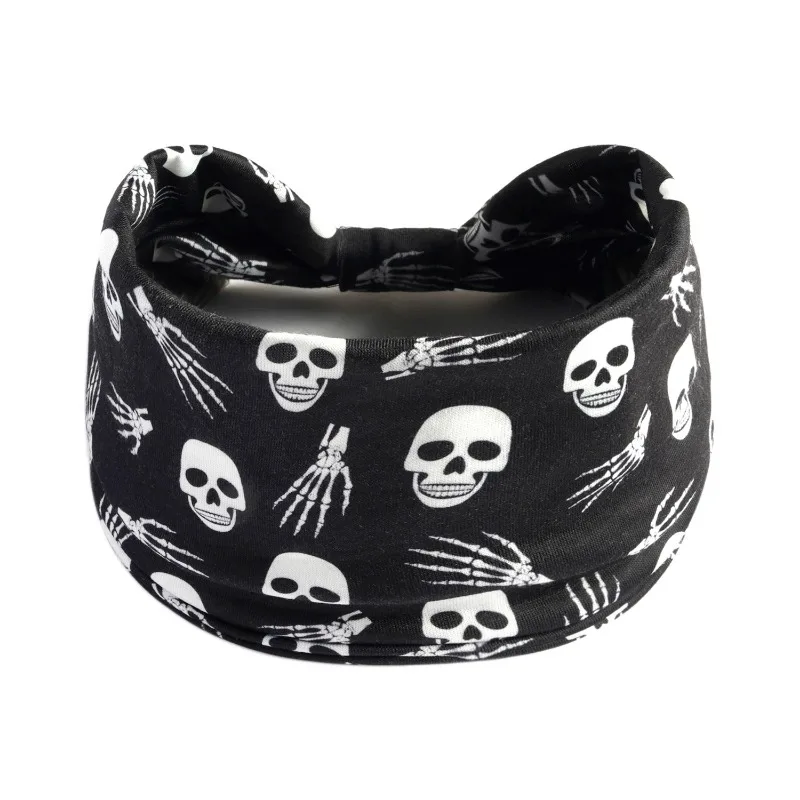 Halloween Schädel Kürbis Spinne Stirnband Vintage böhmischen Sport elastischen Stirnband geknotet Kopftuch für Frauen Haarschmuck – Detail 5