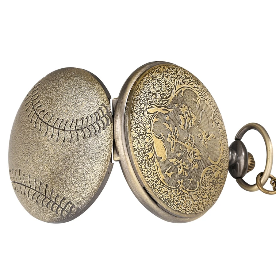 Exclusivo bronze design de beisebol softball ao ar livre jóias colar pingente corrente relógio horas lembrança presentes cosplay relógios do esporte