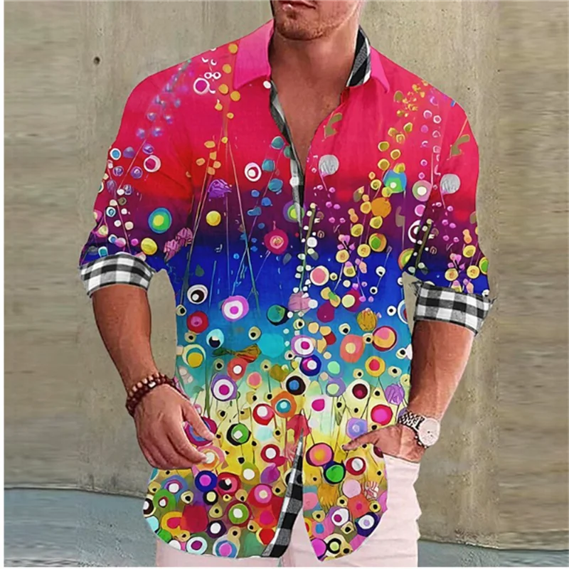 

Fashion Men's Shirt Long Sleeve Lapel Color Floral Designer Design Casual Coat Shirt Soft Comfortable Silky Men's Tops 2023 New