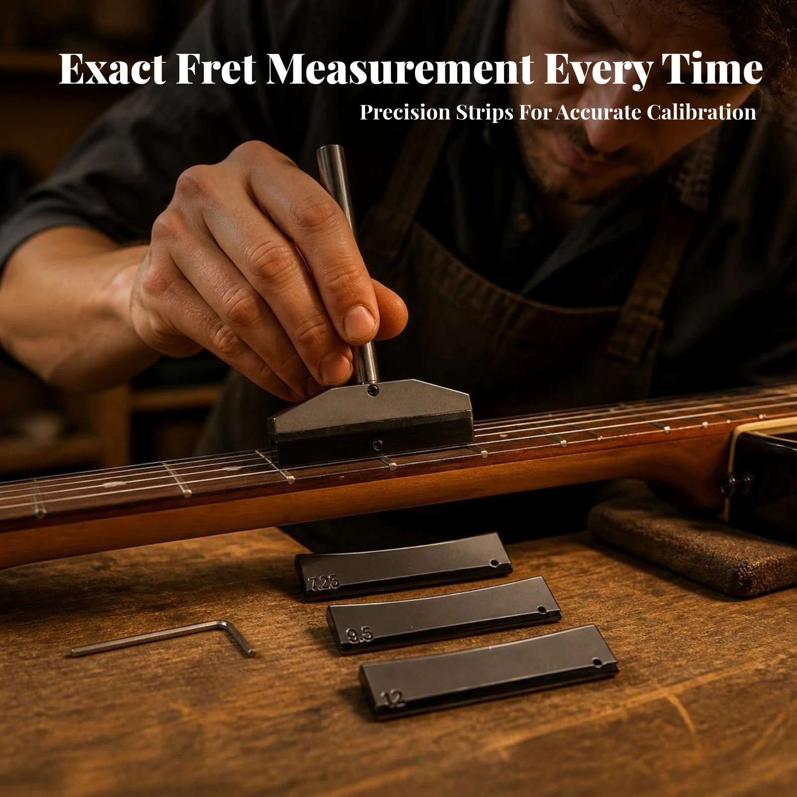4 Pieces Fret Press Caul with Inserts All-Metal Guitar Fret Press Caul Brass Portable for Luthiers, Instrument Repair, Workshop