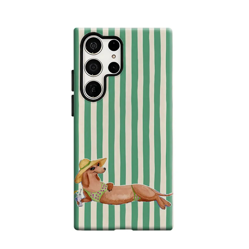 CaseLumi Phone Case For Samsung Galaxy S25 S24 S23 Ultra Plus HD Hard Vacation Dachshund Print Double Layer Cover Film Shell